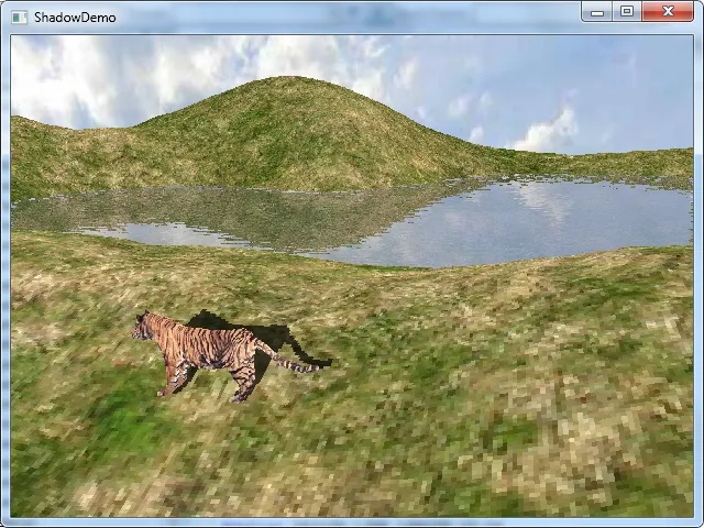 Screenshot of Shadow Demo - Tiger mesh taken from Microsoft DirectX SDK