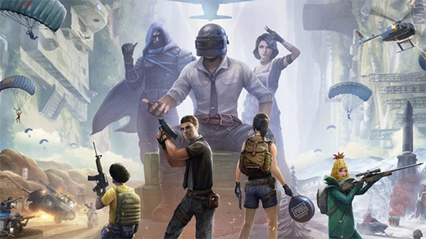 Key art from PUBG Mobile showing multiple player characters
