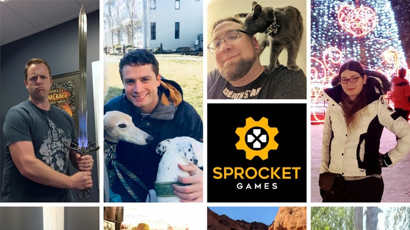 Team photo of game developer Sprocket Games, taken from Forbes' announcement article.