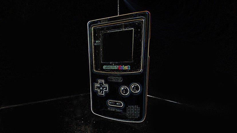 A styilized photograph of a Game Boy color.
