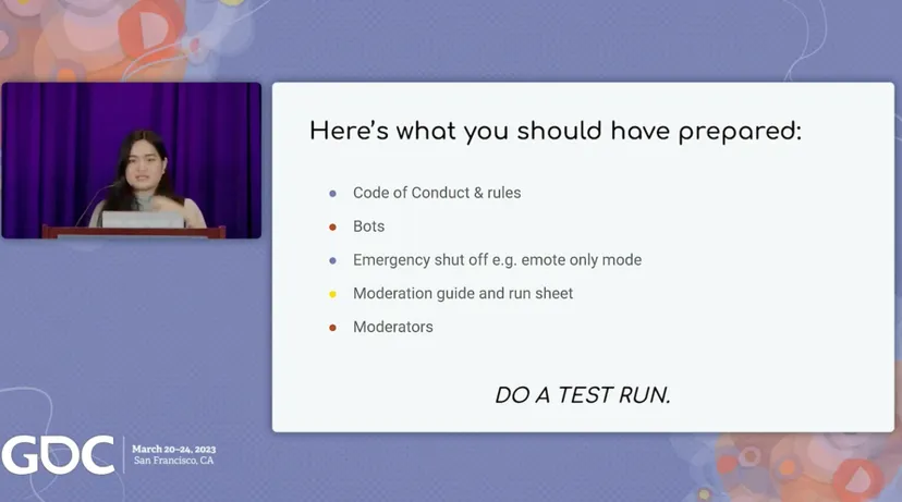 a GDC vault slide, showing speaker Victoria Tran and emphasizing
