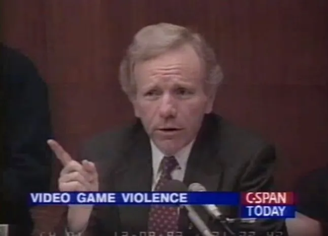 Senator Lieberman at 1993 Video Game Violence meeting