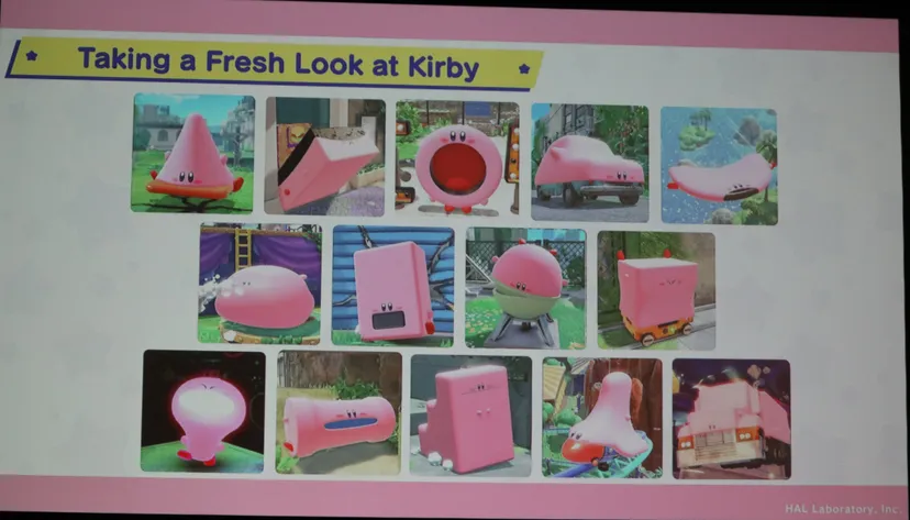 kirby as various geometrical and object configurations