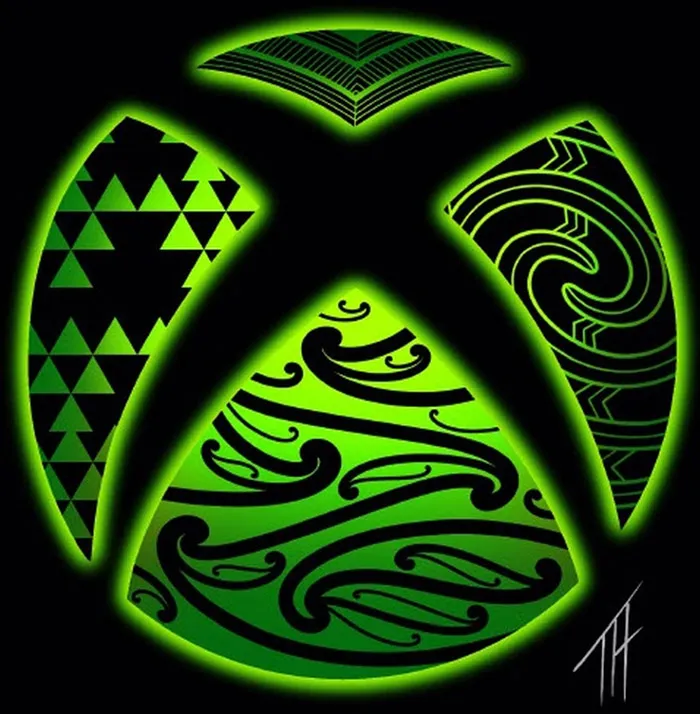 The Xbox Logo as rendered by cultural advisor Haimona Mauera (cultural advisor) and Dillon King