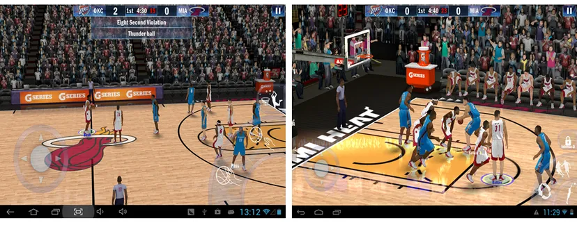 An example of a popular basketball game running on very similar devices but displaying different levels of effects