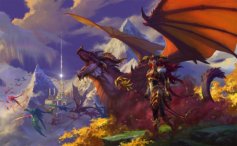 Key art for World of Warcraft's Dragonflight expansion