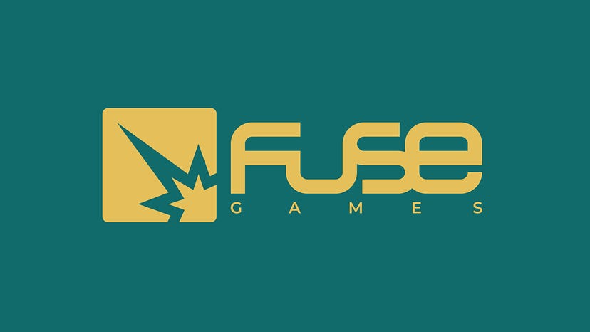 The Fuse games logo, featuring yellow lettering on a turquoise backdrop