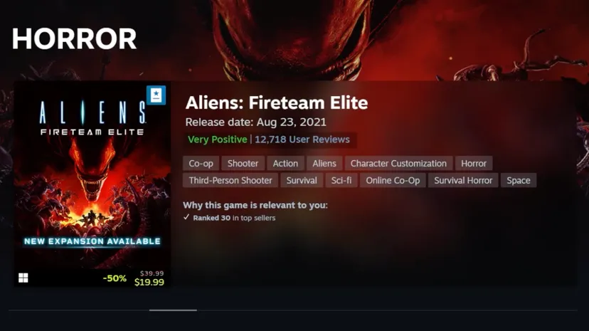 An example of a Steam Hub recommendation