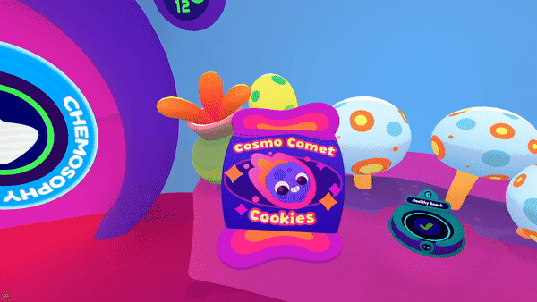 A gif of a cookie bag that gets a bright blue highlight around the edges as a hand approaches it.