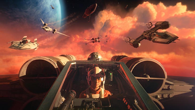 A cinematic screen shot from Star Wars: Squadrons