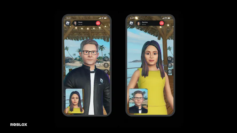 Two Roblox executives use Roblox Connect. They appear in each other's phones as creepy 3D models.