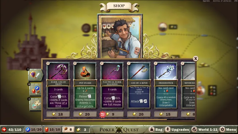 A screenshot showing equipment for sale in an in-game shop. Each equipment piece like a 