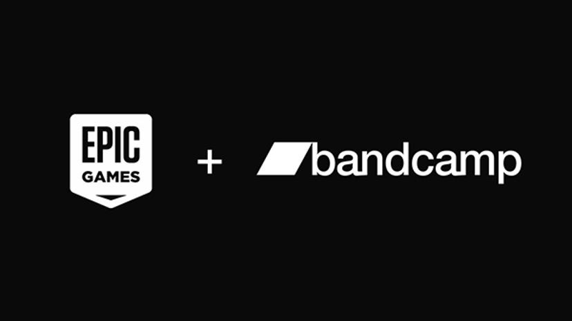 The logos for Epic Games and Bandcamp.