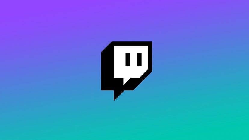 The Twitch logo on a blue and green background