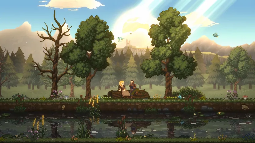 Sons of Valhalla characters sitting by pond