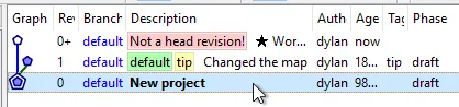 Screenshot: Mercurial commits
