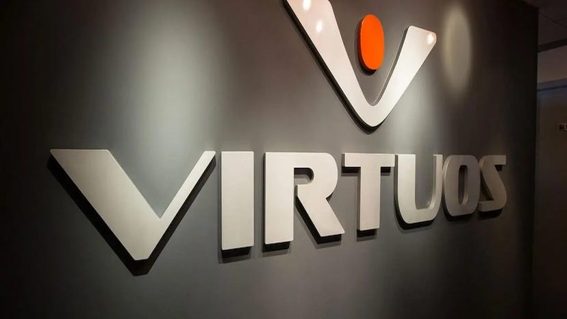 Logo for WFH developer Virtuos, taken from company website.