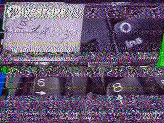 SSTV image with fragment of MD5 hash