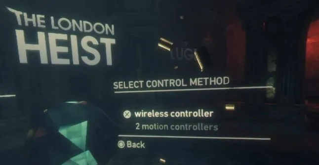 Choice between controller and motion controls in The London Heist