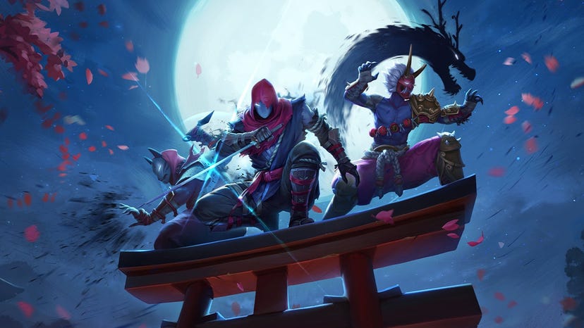 Cover art for Lince Works' Aragami 2, showing three ninjas using their abilities.