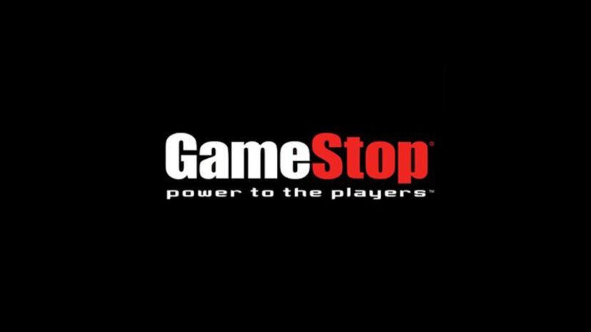 The GameStop logo on a black background