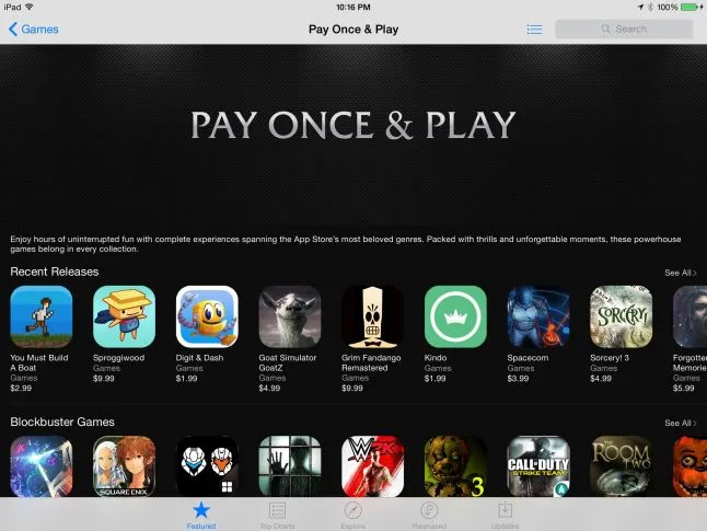 Pay Once & Play feature on the App Store