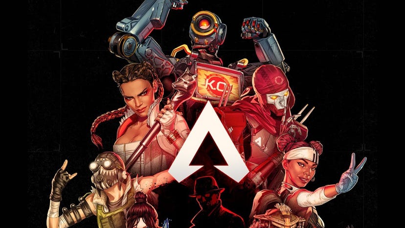 Key artwork for Apex Legends featuring popular characters such as Bangalore and Pathfinder