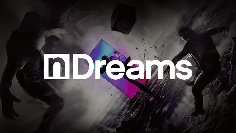 The nDreams logo on a dark stylised background