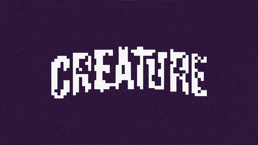 The Creature logo on a stylised purple background