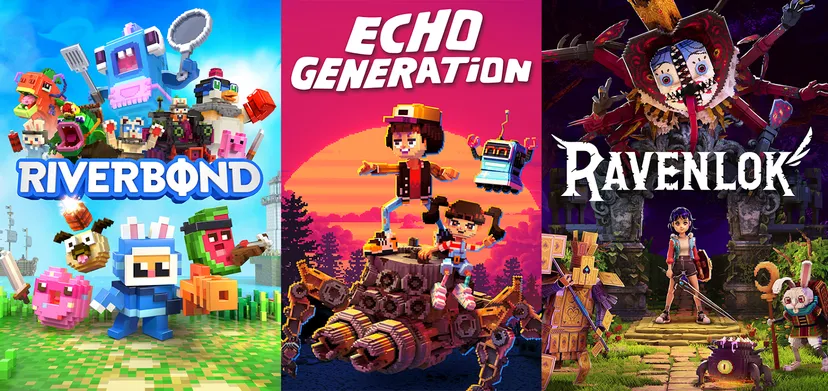 From left to right, the covers of Riverbond, Echo Generation and Ravenlok.