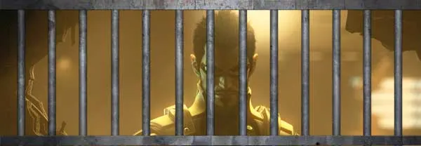 Adam Jensen behind bars