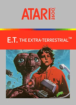 The cover for E.T. The Extra-Terrestrial, the video game, for the Atari 2600