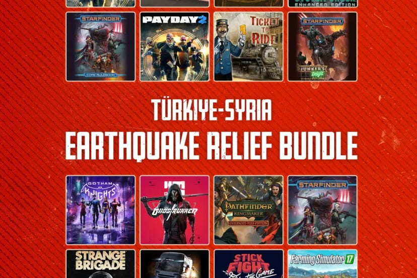 An image of games featured in Humble Bundle's relief bundle for the Turkey and Syria earthquakes.