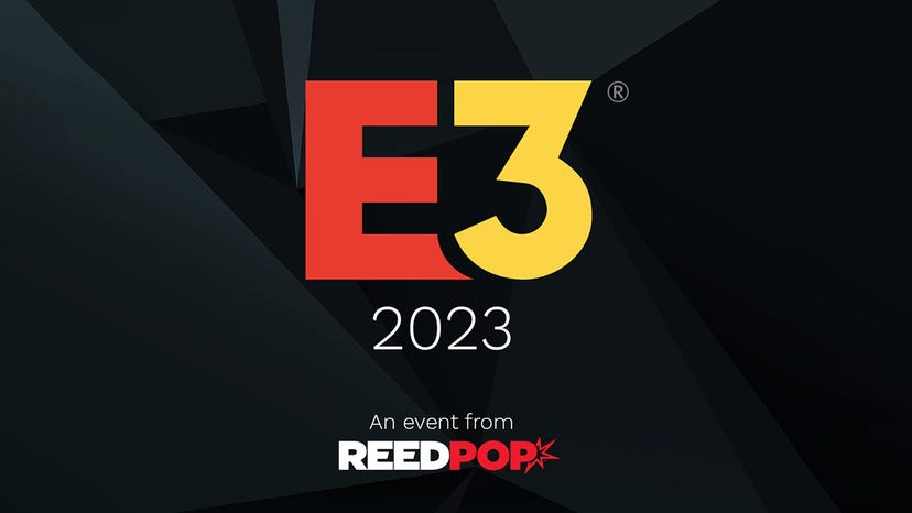 The E3 2023 logo on a black background