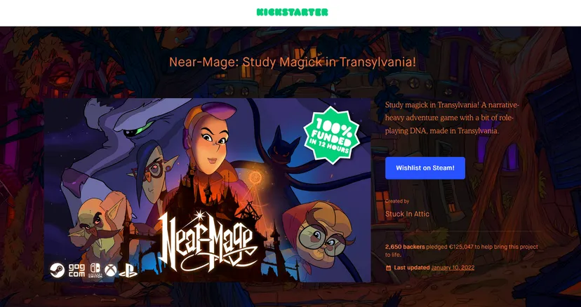 Near Mage's Kickstarter campaign page