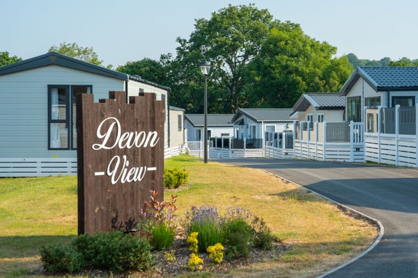A sign for the 'Devon View' area of the park at Golden Sands Holiday Park in Devon