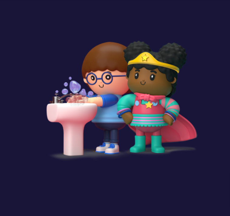 Cartoon teacher with mask