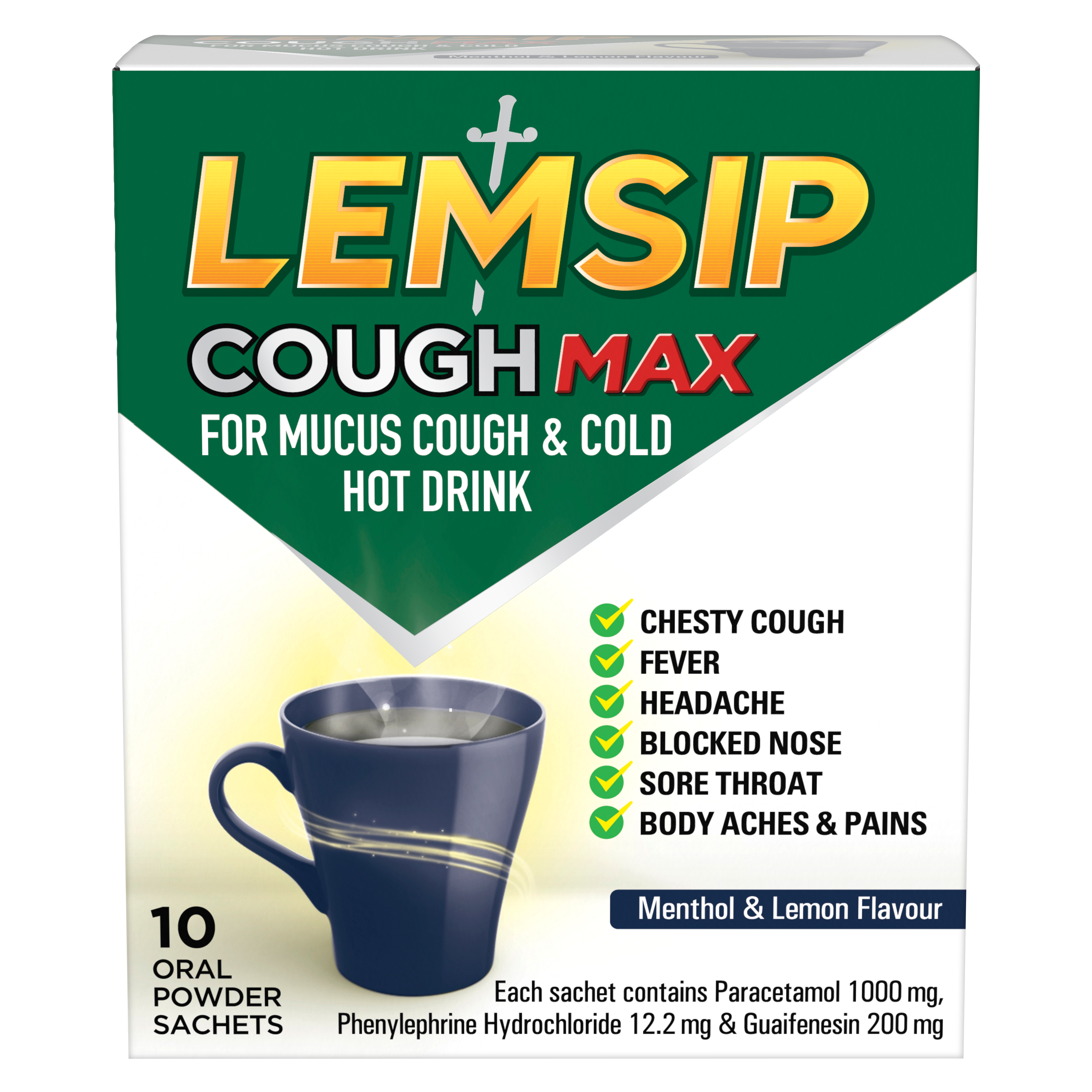 Lemsip CoughMax Mucus Cough and Cold Hot Drink Lemon ...