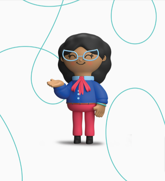 Cartoon teacher with mask