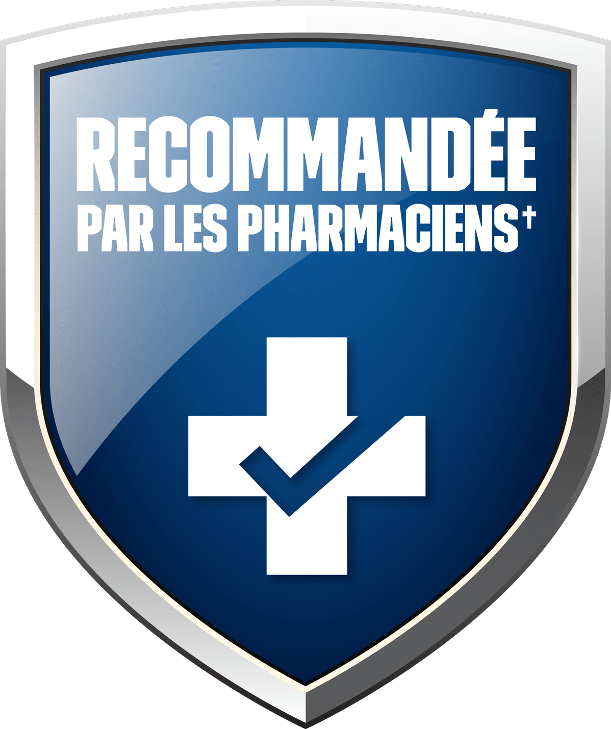 Icône de badge bleu « Recommandé par les pharmaciens ».