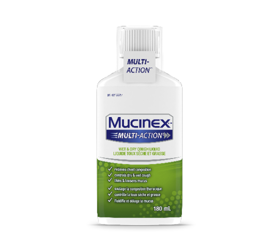 Packshot of Mucinex Wet & Dry Cough Liquid