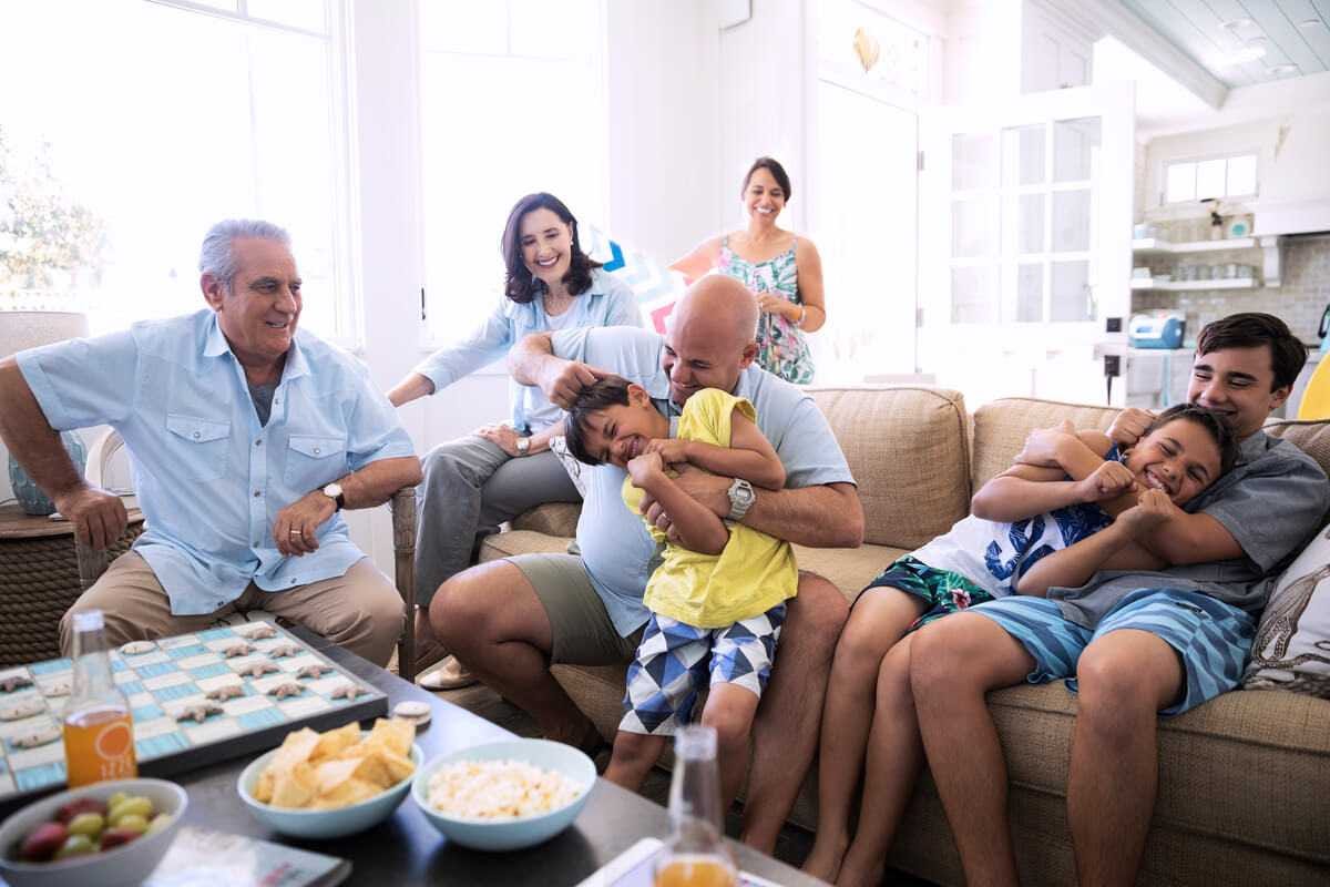 family on the sofa