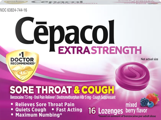 Cēpacol® Extra Strength Lozenges - Sore Throat & Cough Mixed Berry