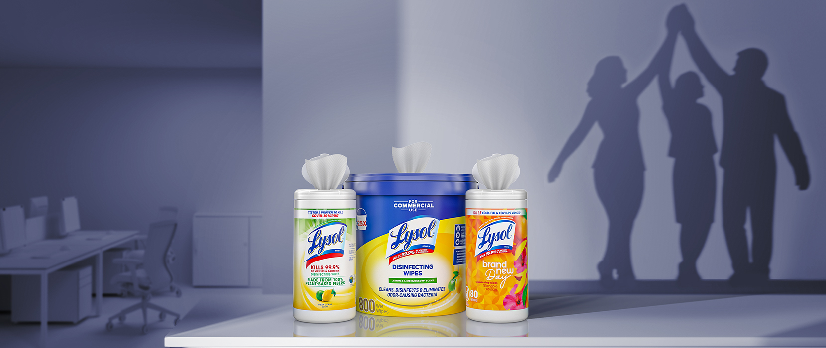 Lysol disinfecting wipes "You Bring Fresh Energy to work So Do We"