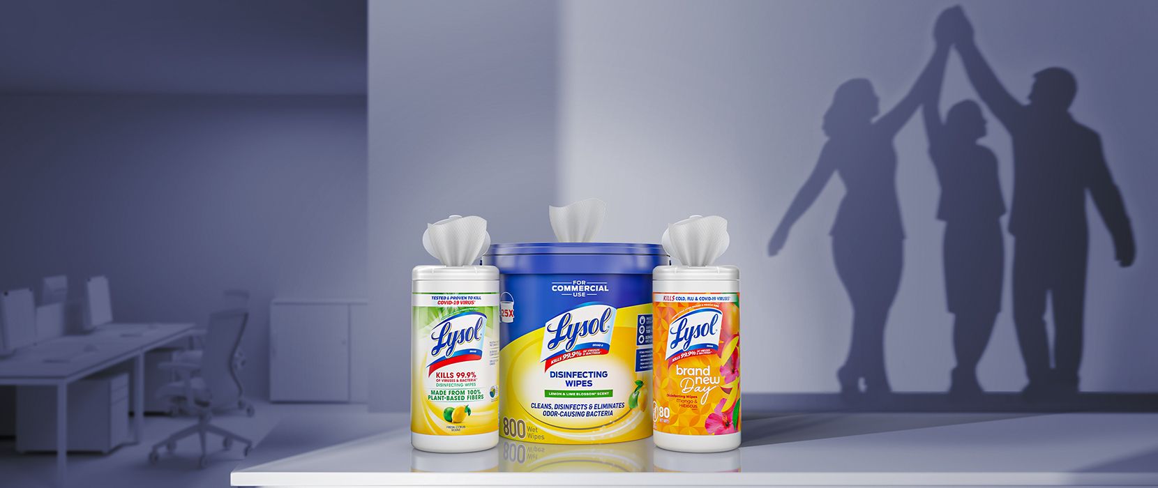 Lysol disinfecting wipes "You Bring Fresh Energy to work So Do We"