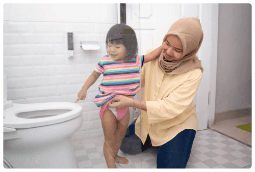 Girl, Mother, Toilet