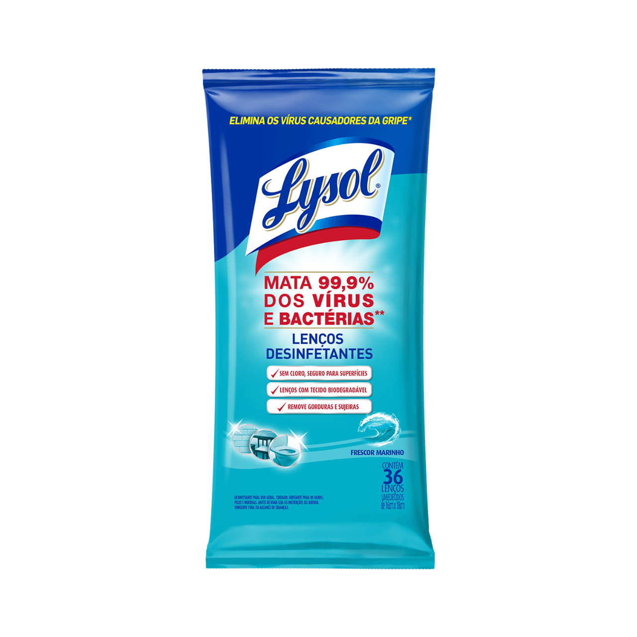 Lysol Lenço Desinfetante Frescor Marinho