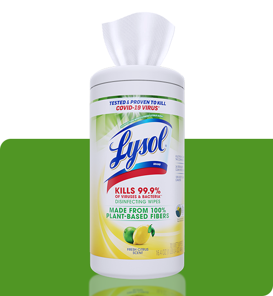 Lysol Disinfecting Wipes with Plant Based Fibers Packshot