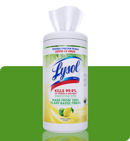 Lysol Disinfecting Wipes with Plant Based Fibers Packshot