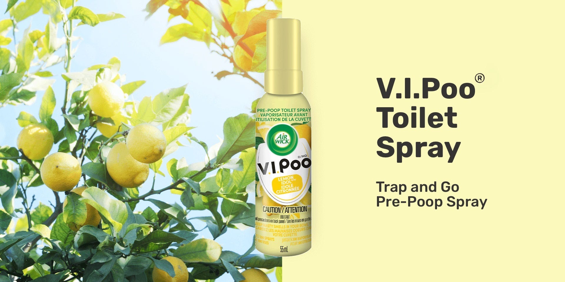 Image: Displays Freshmatic® Automatic Spray device and a nature background of mountains, lake and pine trees. Headline Reads: Freshmatic® Automatic Spray. Subhead Reads: Fill Your Home With Automatic Freshness